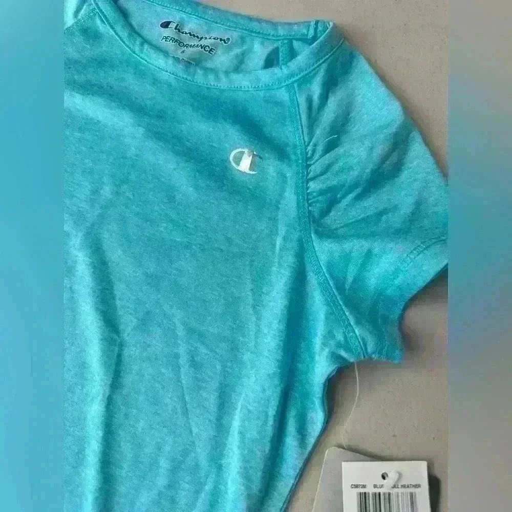 Champion Kids Core Performance T-Shirt Size 5 Blue Atoll Heather - Picture 5 of 6